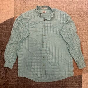 L.L. Bean Men's Mint Green Blue White Plaid Button Down Shirt Large Tall